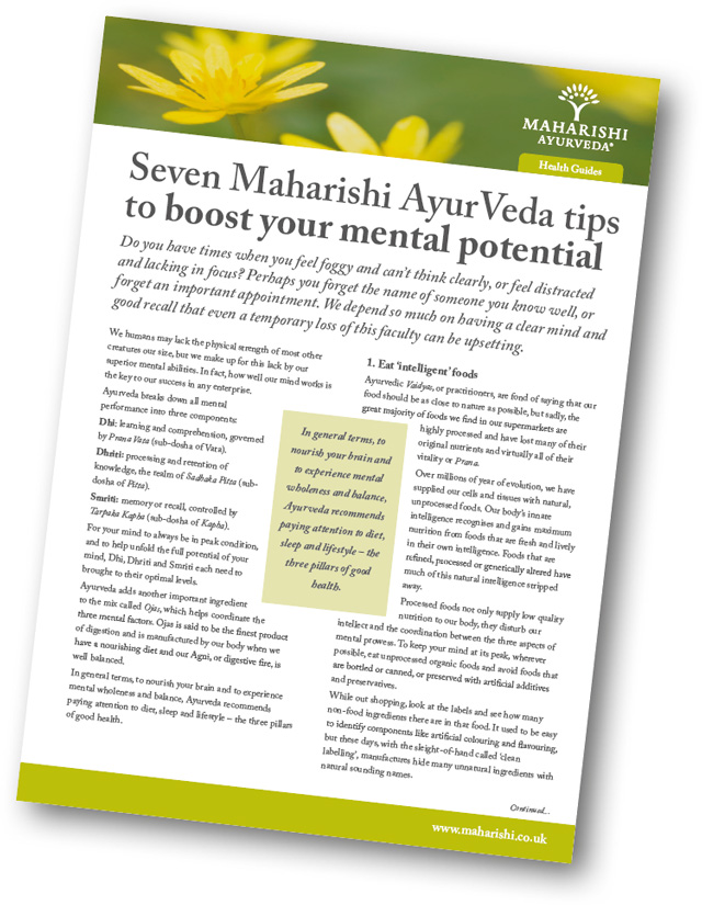 Seven Maharishi Ayurveda tips to boost mental potential