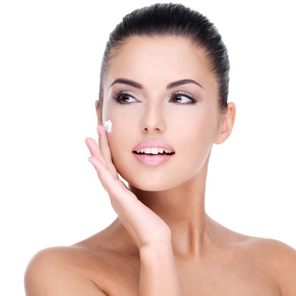 Facial skin care cream application illustration